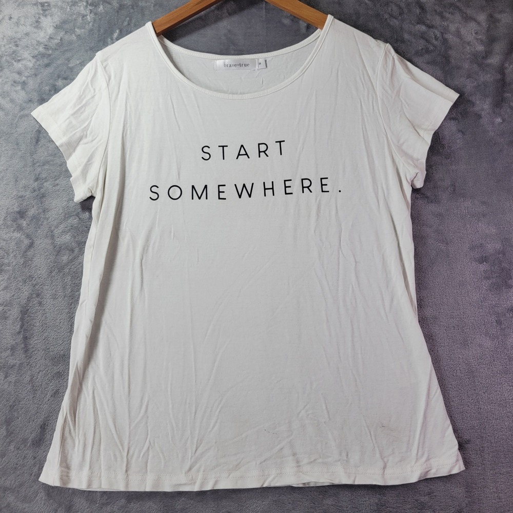 Brave+True Womens Boutique Start Somewhere Graphic Tee Shirt Size M Short Sleeve